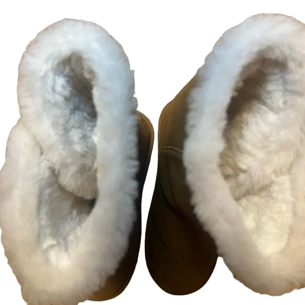 Koolaburra Tan Suede Boots with Fur Trim